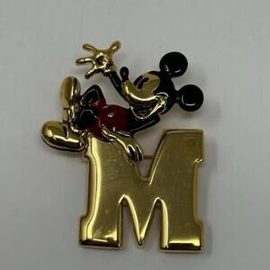 Letter M Initial Mickey Mouse Disney Pin Nice Design Gold Tone